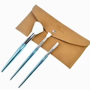 Elaina Badro Baby Blues Brush Set in Faux Suede Case Synthetic *BNIP